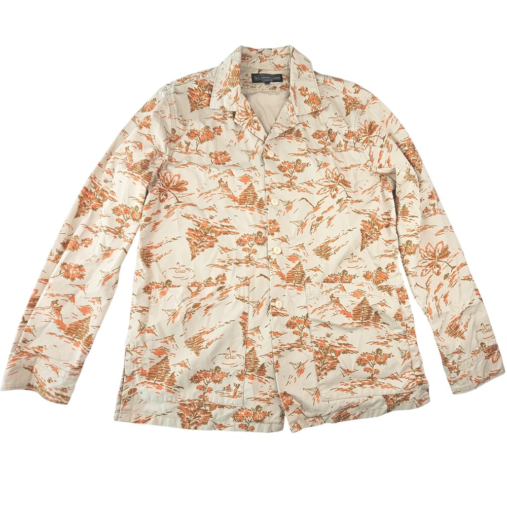 J Peterman Company Vintage 90s Y2K Flat Creek Camp Jacket Toile Orange 40 Medium